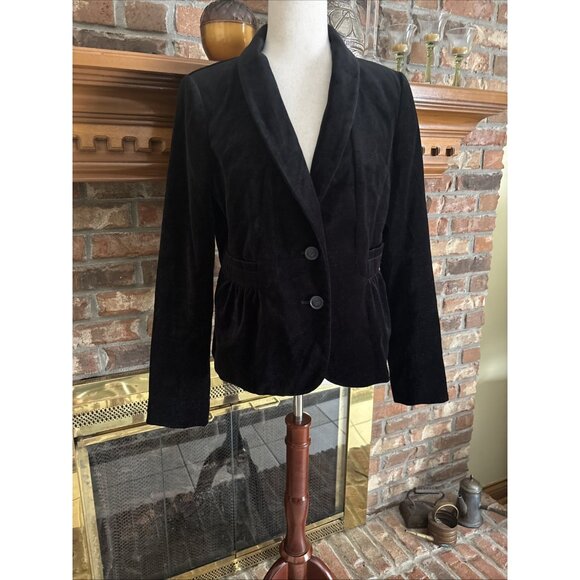 Jcrew Black Velvet Blazer Size 10 - Picture 1 of 7